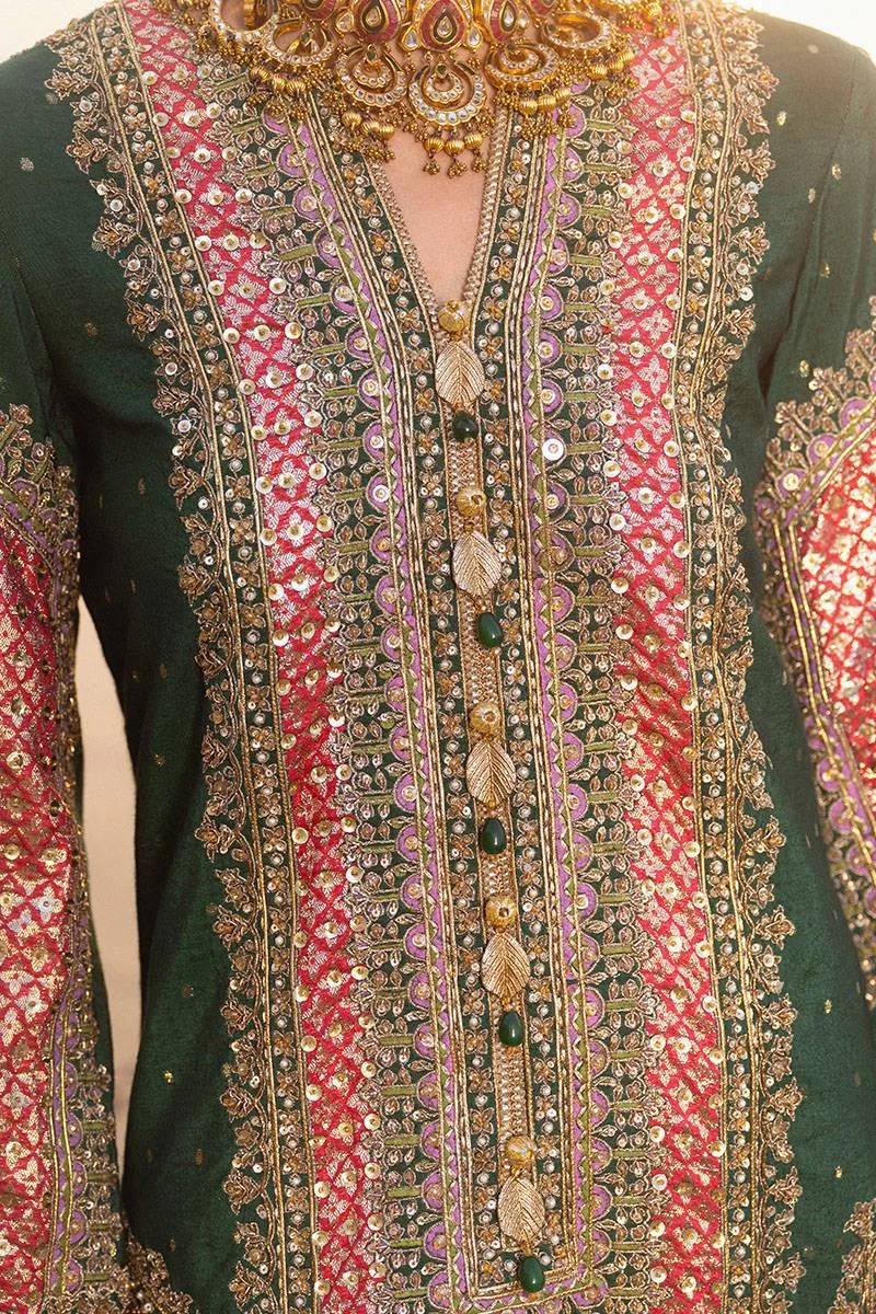 MNR Gehraiyaan Shaadi Collection Green Organza – view 10 – Poshaq