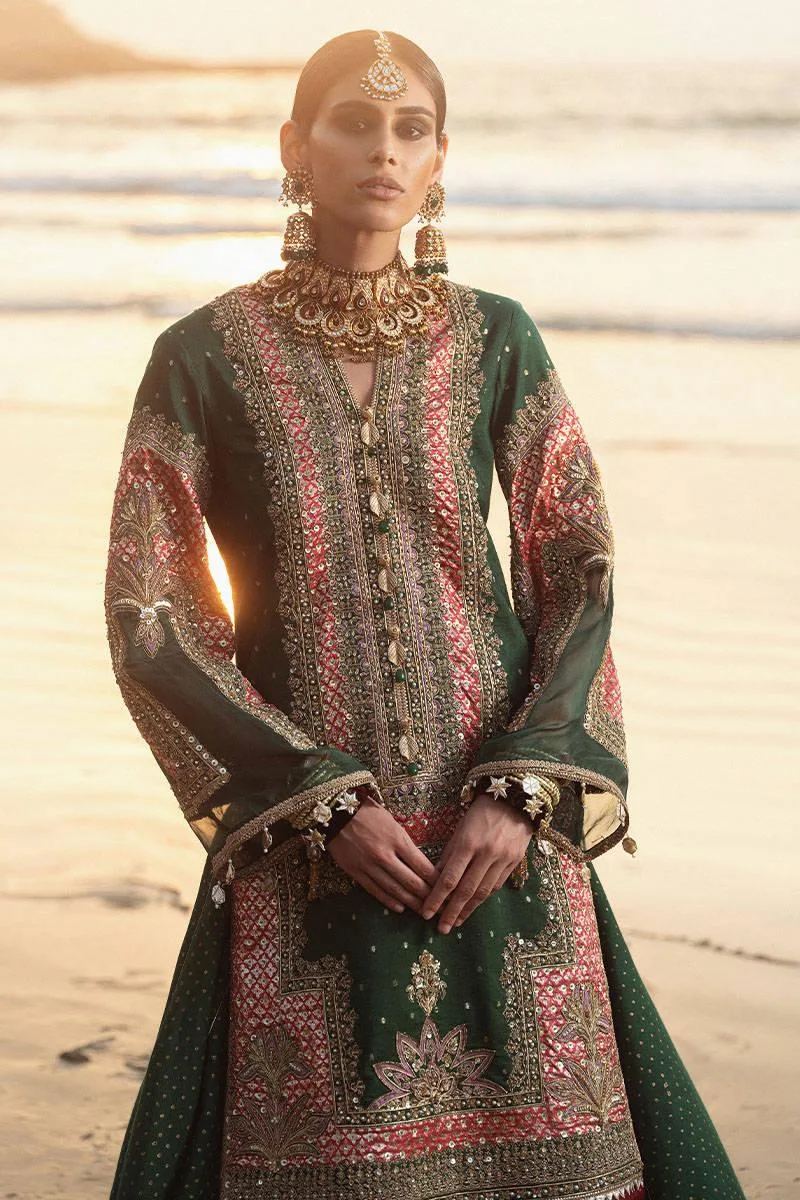 MNR Gehraiyaan Shaadi Collection Green Organza – view 4 – Poshaq