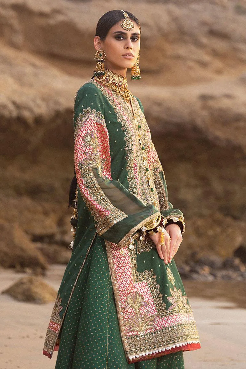 MNR Gehraiyaan Shaadi Collection Green Organza – view 5 – Poshaq