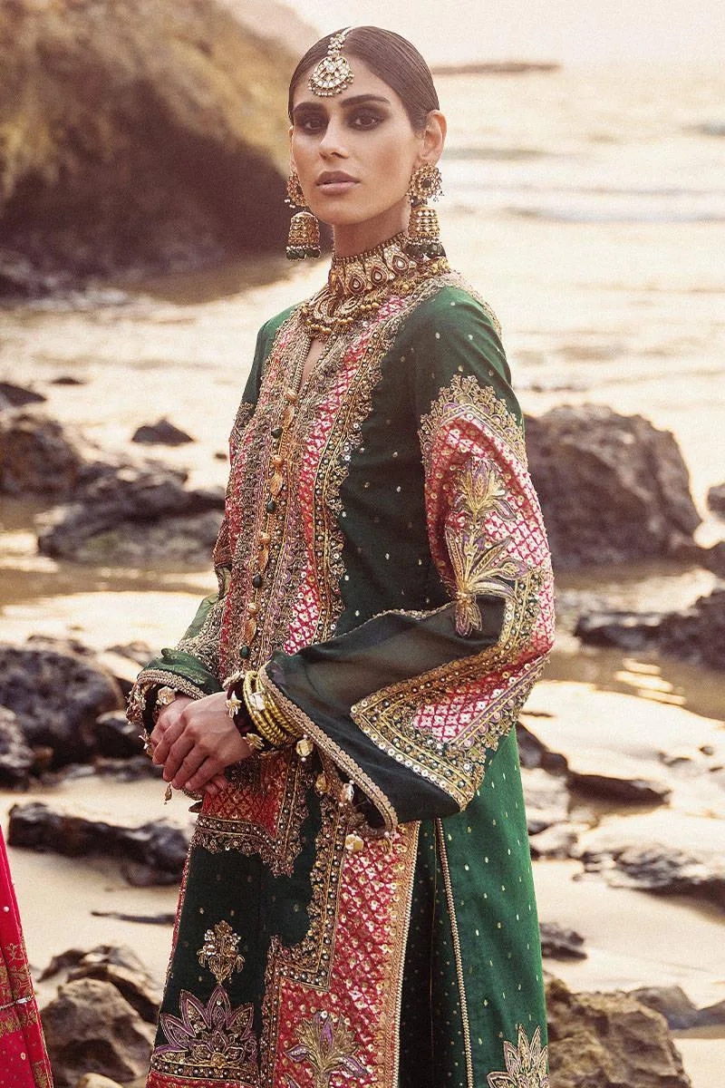 MNR Gehraiyaan Shaadi Collection Green Organza – view 6 – Poshaq
