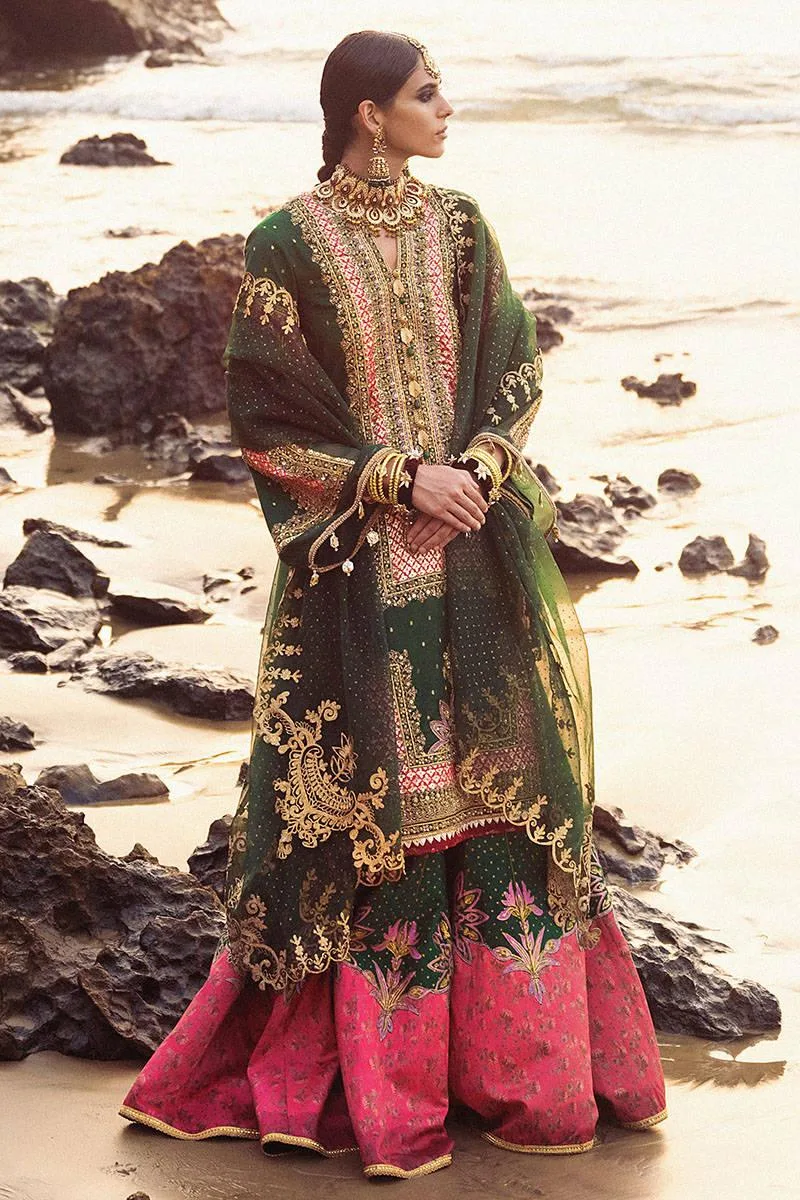 MNR Gehraiyaan Shaadi Collection Green Organza – view 7 – Poshaq