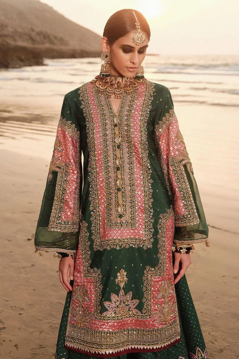 MNR Gehraiyaan Shaadi Collection Green Organza – view 8 – Poshaq