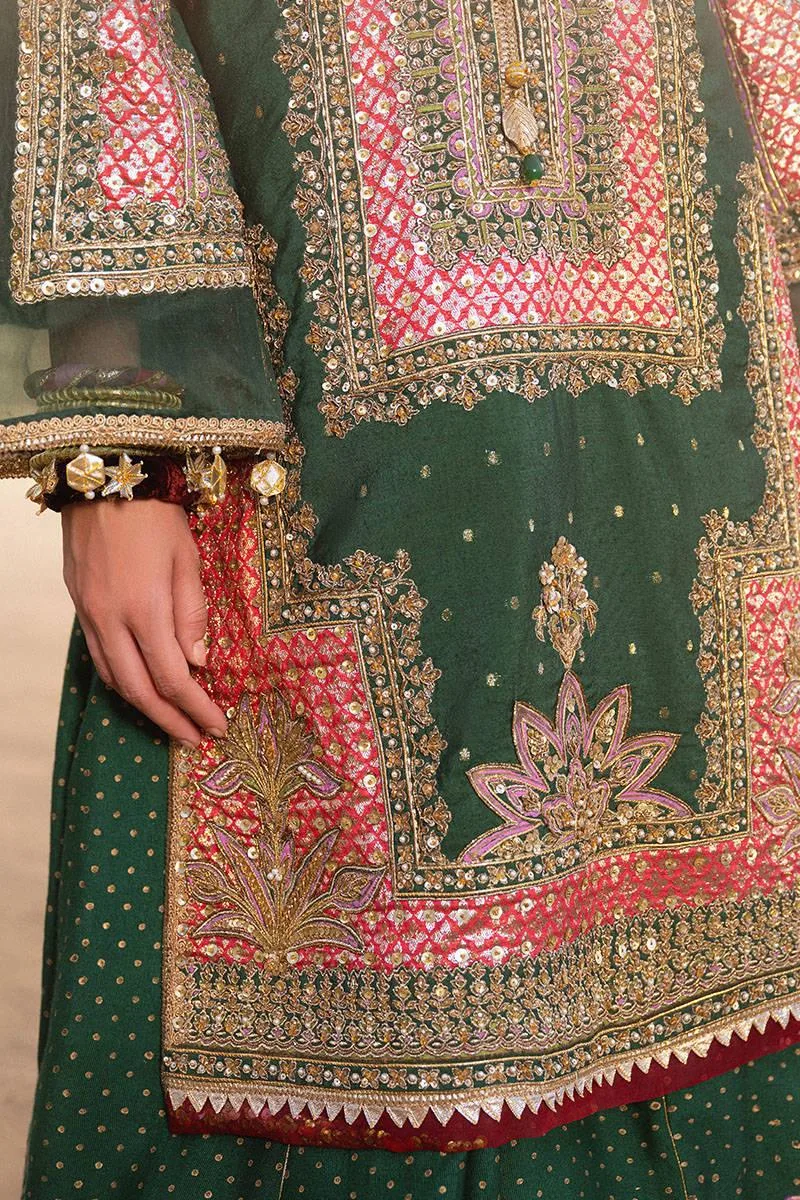 MNR Gehraiyaan Shaadi Collection Green Organza – view 9 – Poshaq
