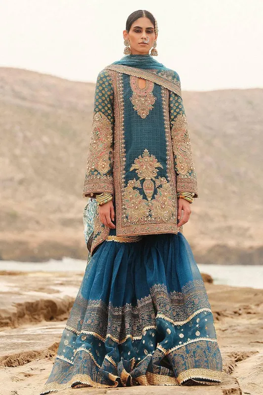 MNR Gehraiyaan Shaadi Collection Blue Organza – view 1 – Poshaq
