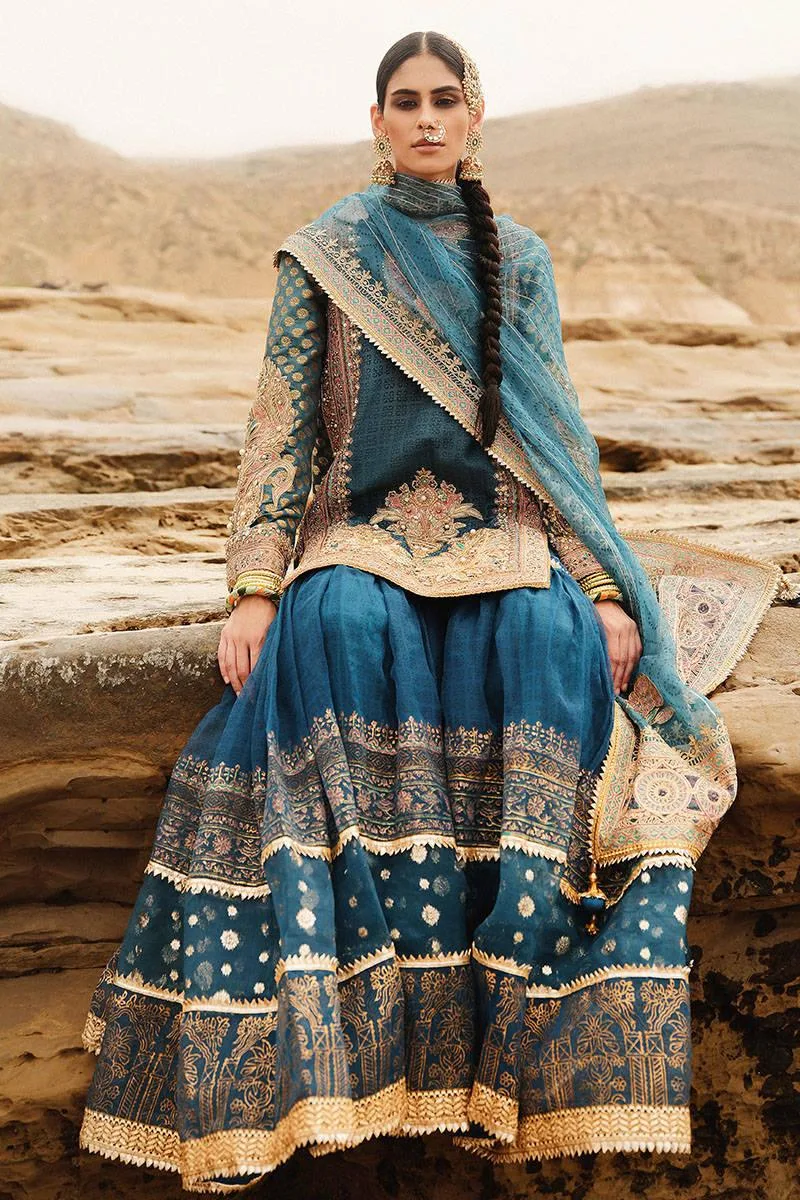 MNR Gehraiyaan Shaadi Collection Blue Organza – view 2 – Poshaq