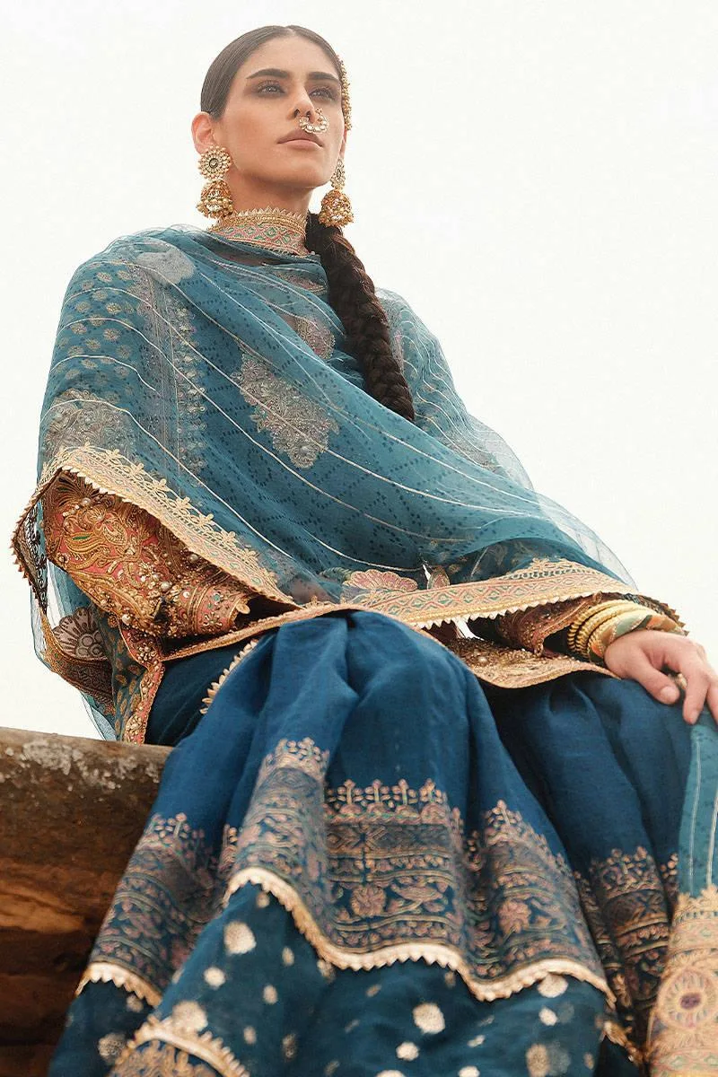 MNR Gehraiyaan Shaadi Collection Blue Organza – view 5 – Poshaq