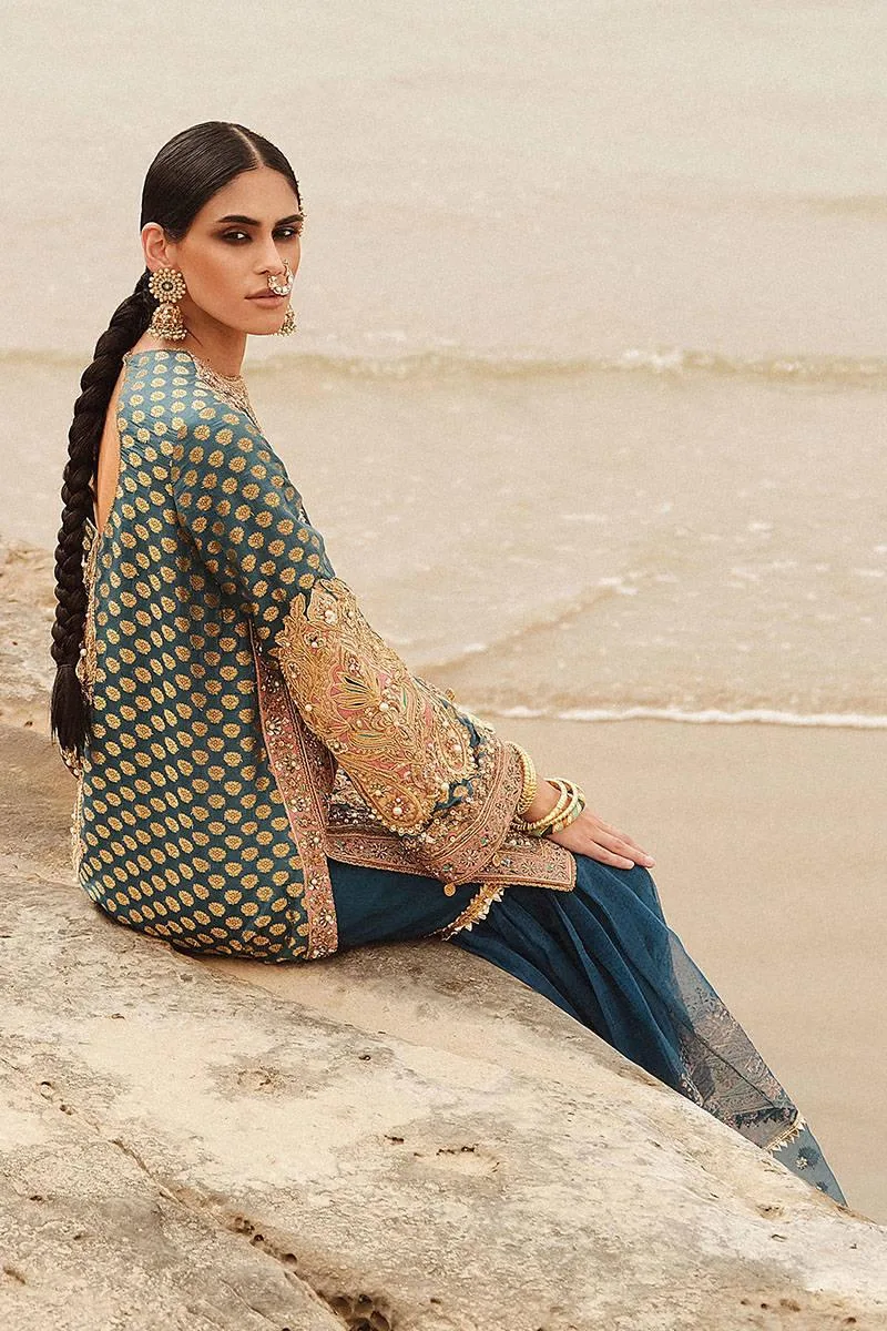 MNR Gehraiyaan Shaadi Collection Blue Organza – view 6 – Poshaq