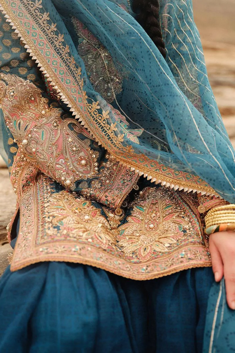 MNR Gehraiyaan Shaadi Collection Blue Organza – view 8 – Poshaq