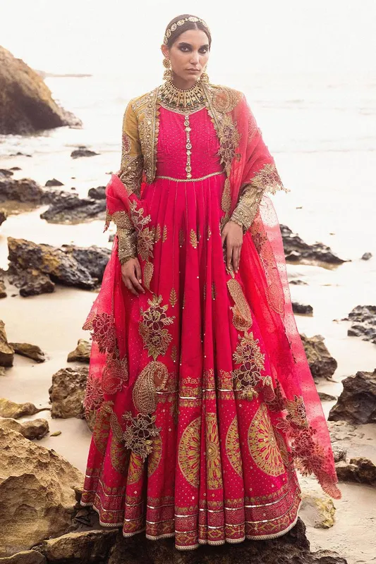 MNR Gehraiyaan Shaadi Collection Pink Raw Silk – view 1 – Poshaq