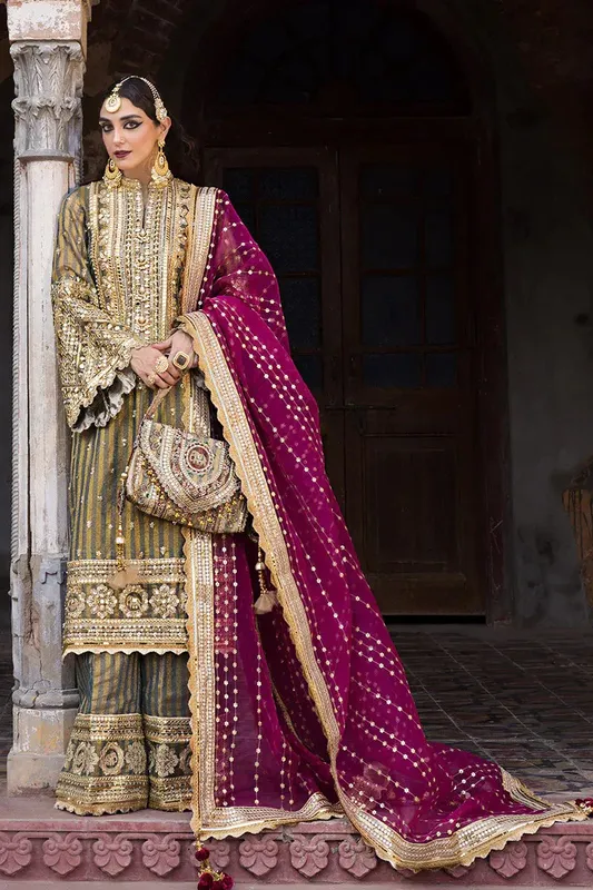 MNR Talpur Dynasty 23 Green Organza – view 1 – Poshaq