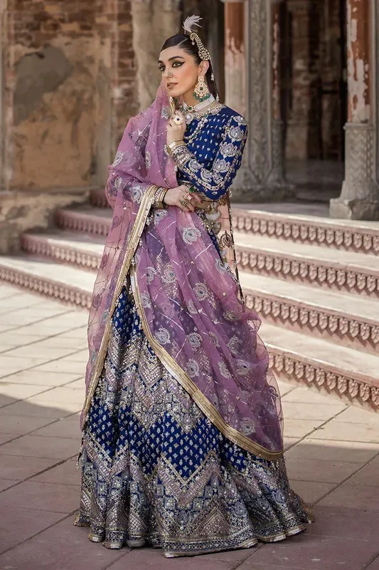 MNR Talpur Dynasty 23 Blue Raw Silk – view 1 – Poshaq