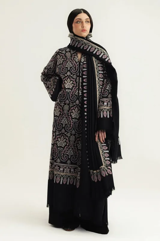 Zara Shahjahan Black Organza – view 1 – Poshaq