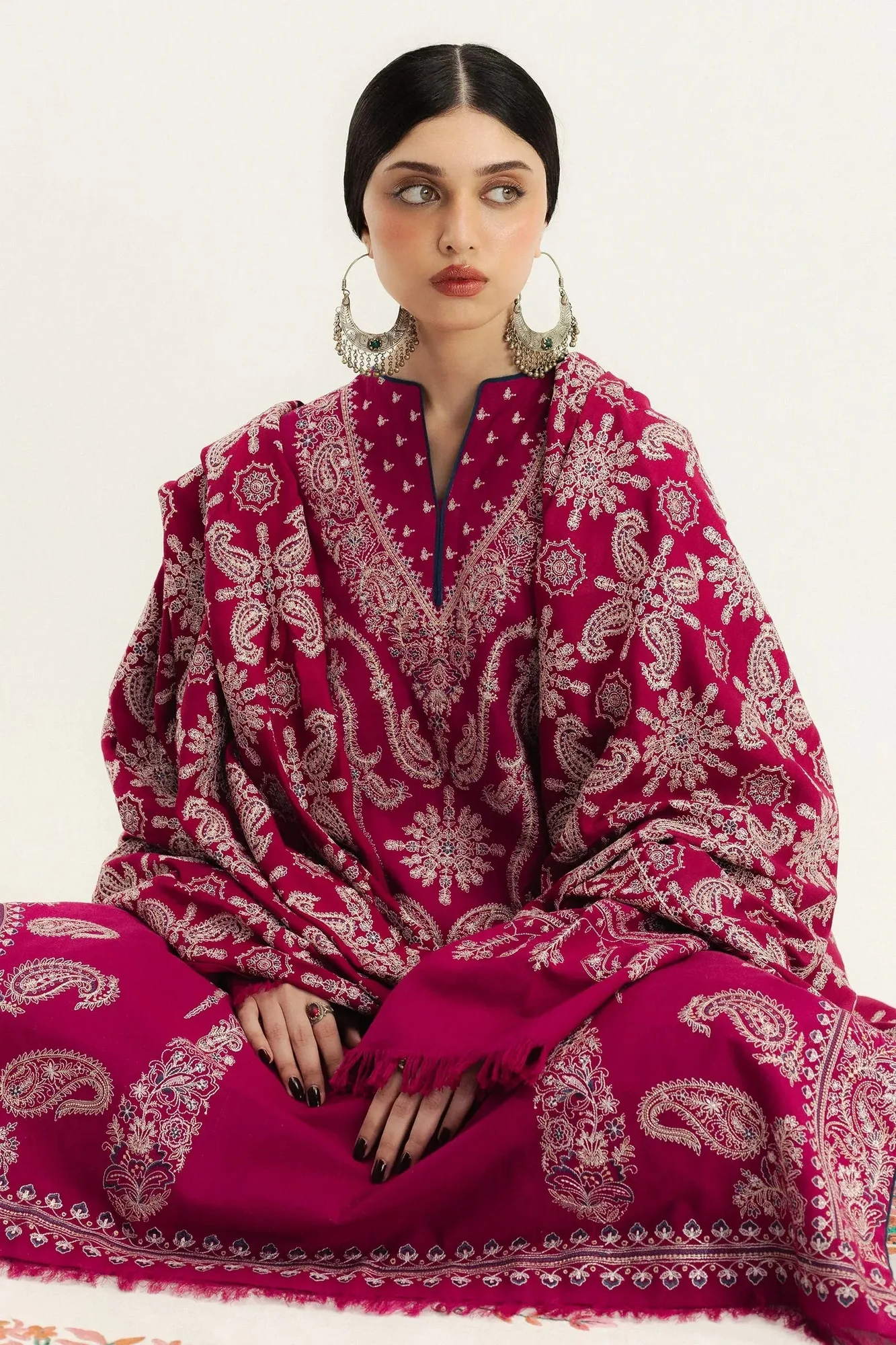 Zara Shahjahan Pink Karandi – view 2 – Poshaq