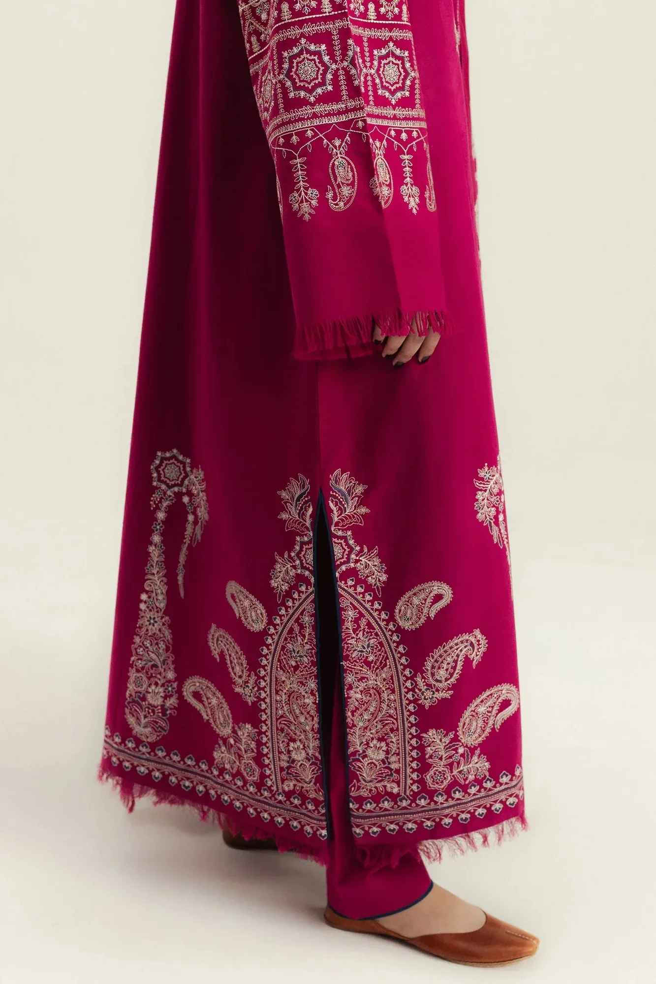 Zara Shahjahan Pink Karandi – view 3 – Poshaq