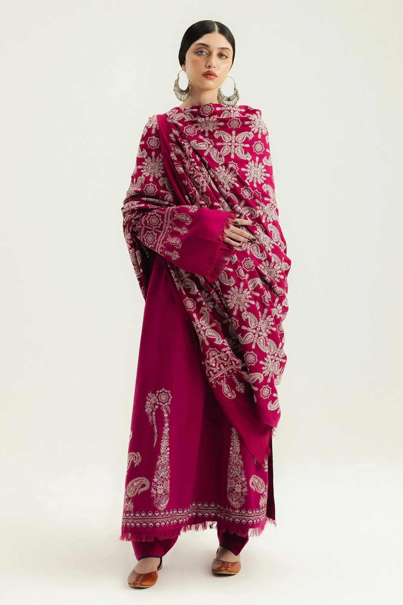 Zara Shahjahan Pink Karandi – view 4 – Poshaq