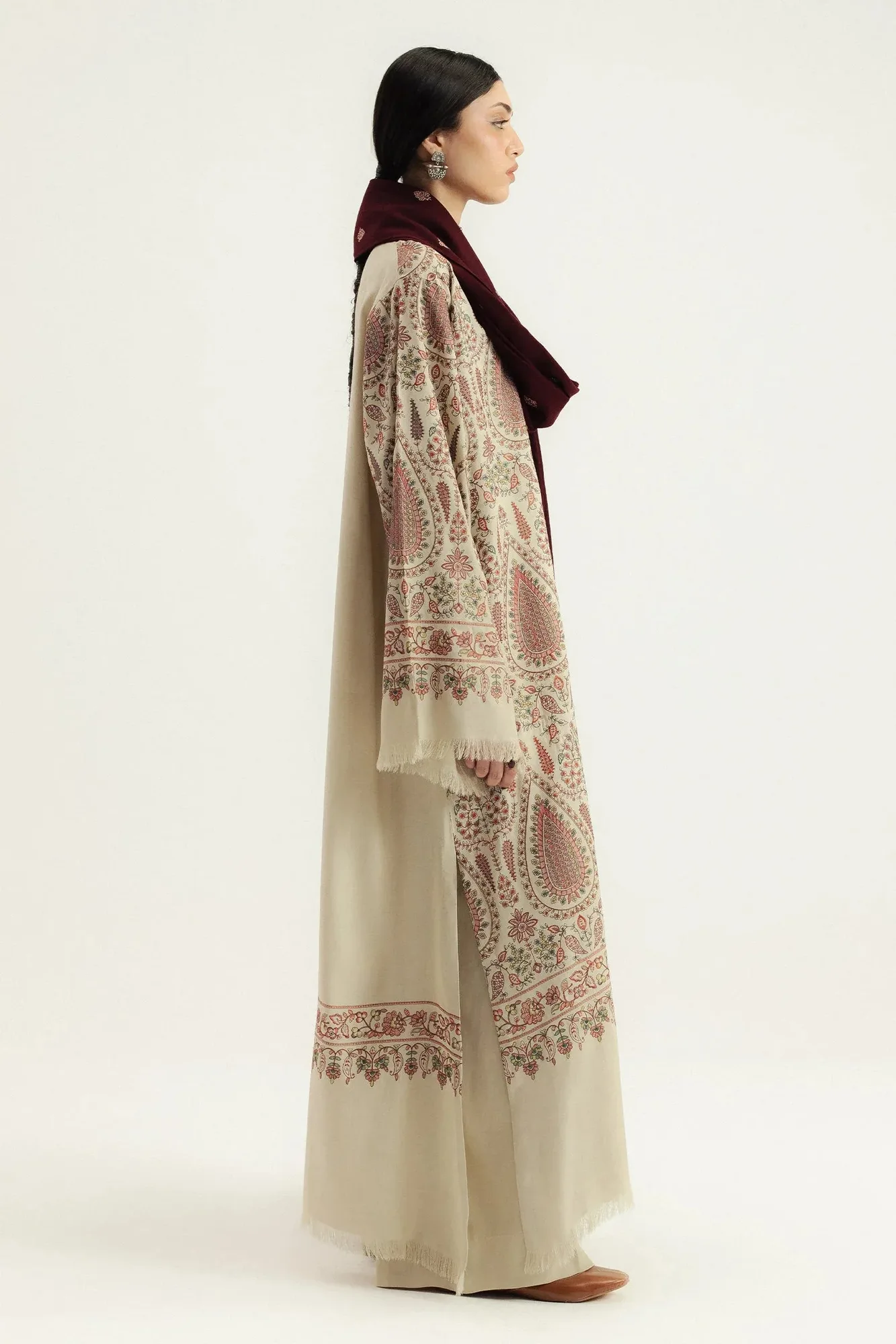 Zara Shahjahan Maroon Organza – view 3 – Poshaq