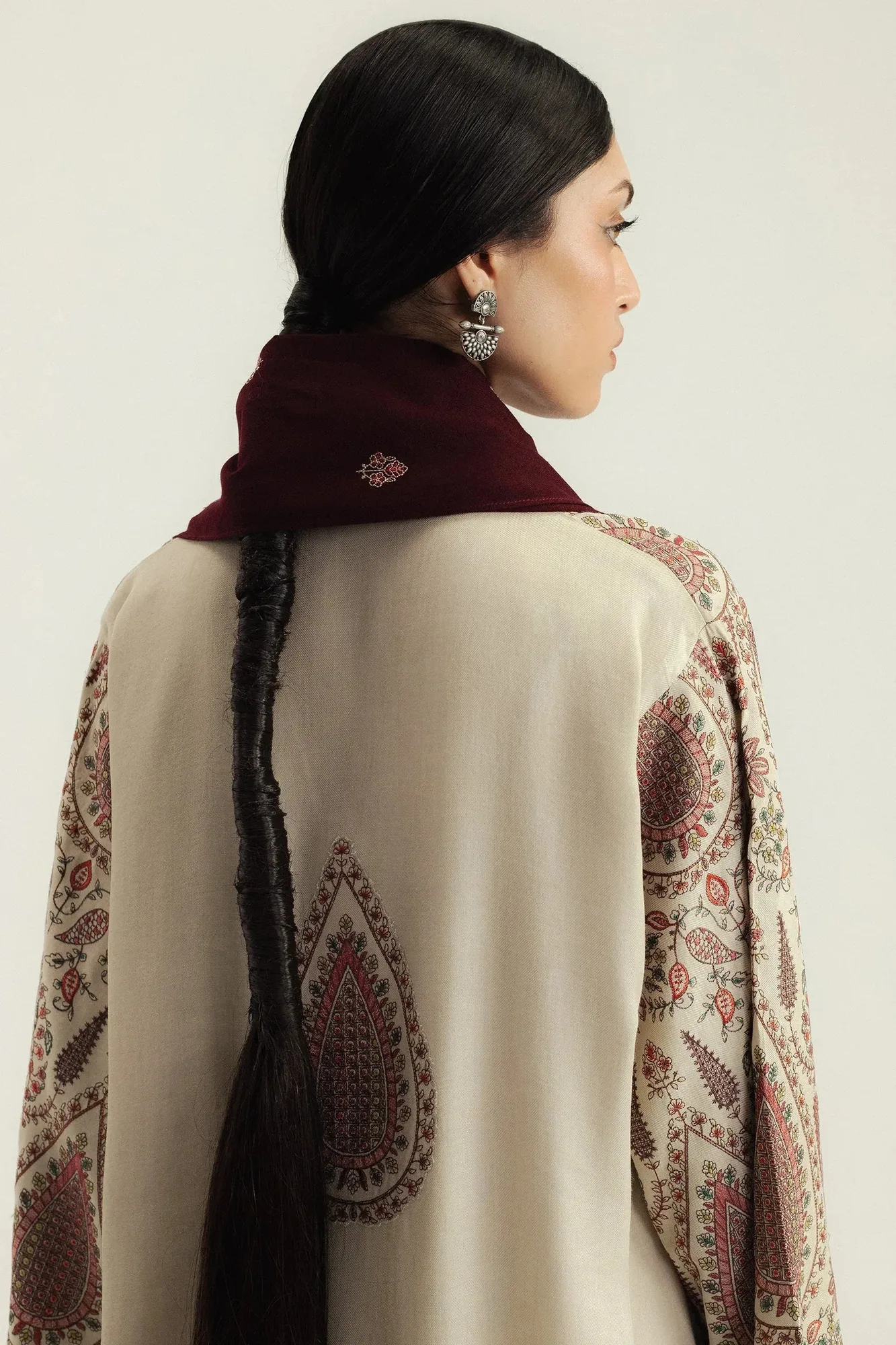 Zara Shahjahan Maroon Organza – view 4 – Poshaq