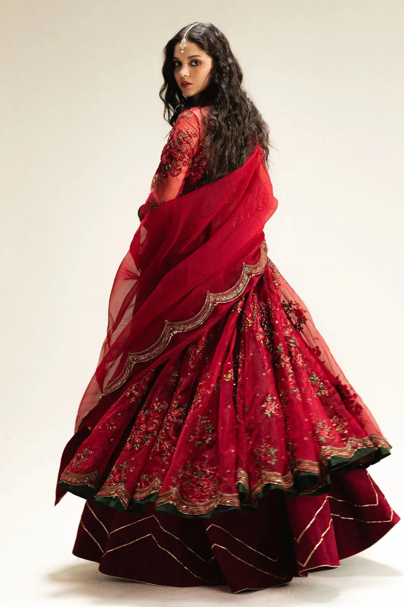 Zara Shahjahan Green Raw Silk – view 4 – Poshaq