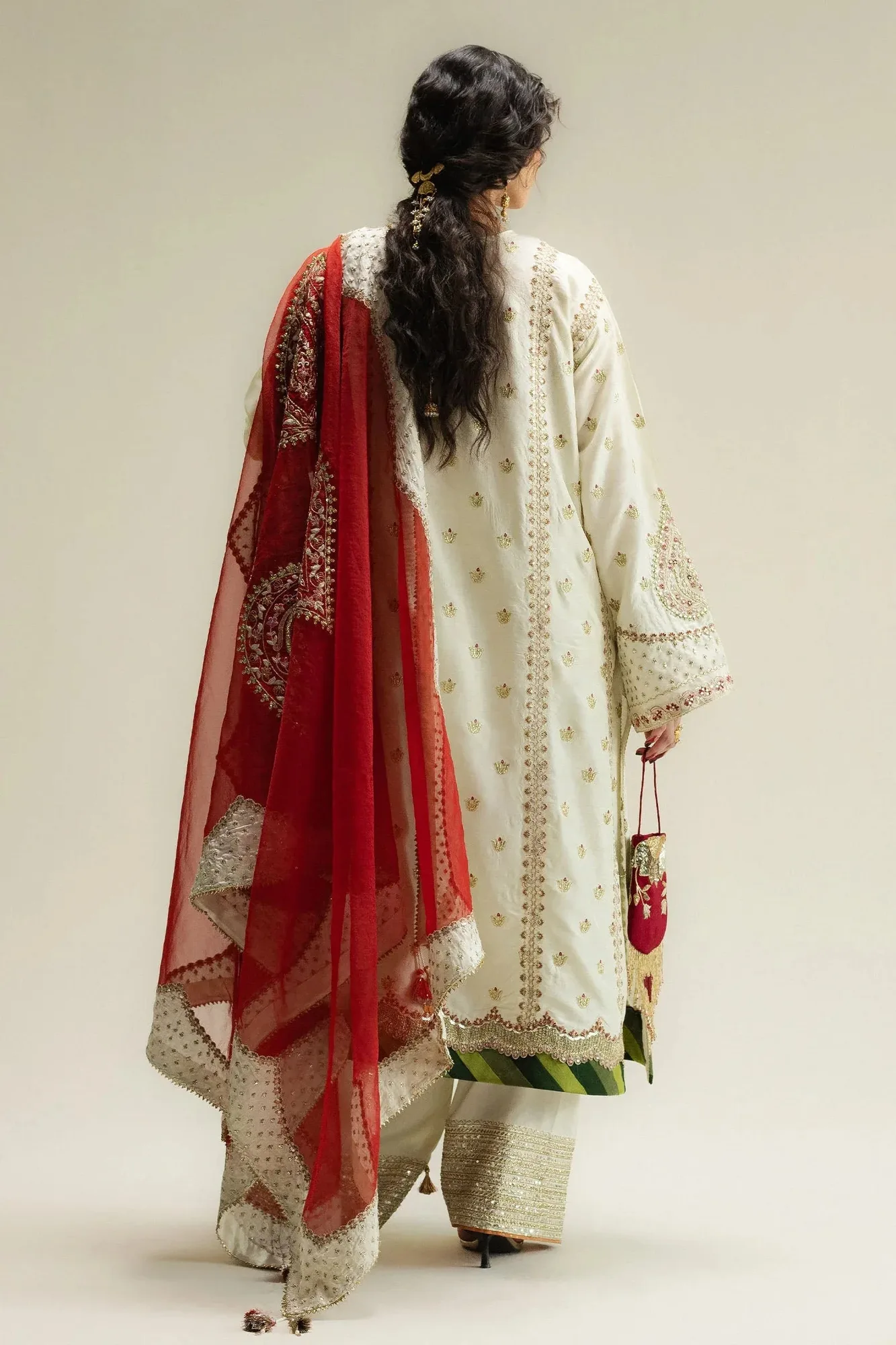 Zara Shahjahan White Raw Silk – view 3 – Poshaq