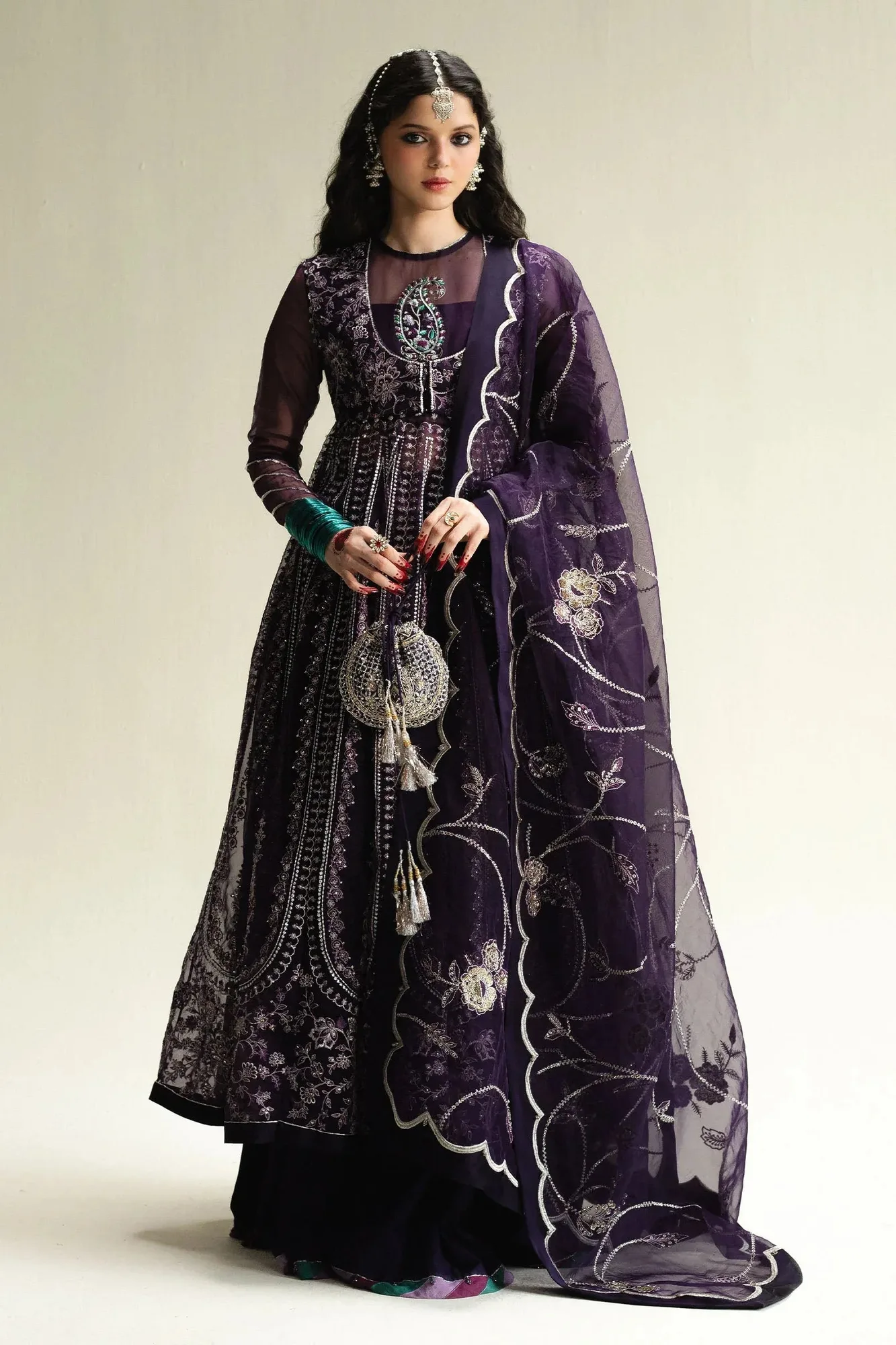 Zara Shahjahan Purple Raw Silk – view 1 – Poshaq