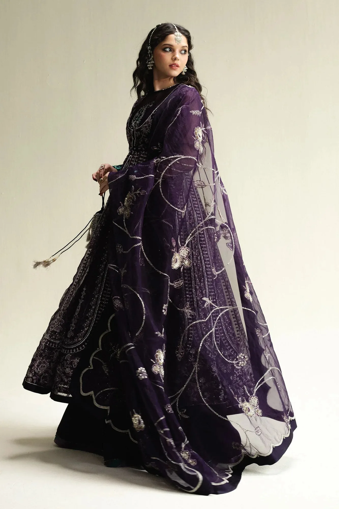 Zara Shahjahan Purple Raw Silk – view 2 – Poshaq
