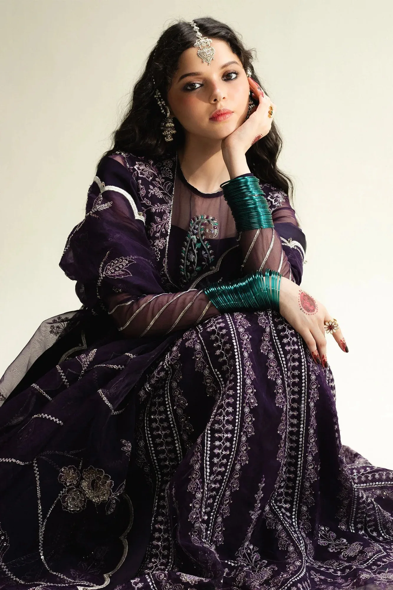 Zara Shahjahan Purple Raw Silk – view 3 – Poshaq