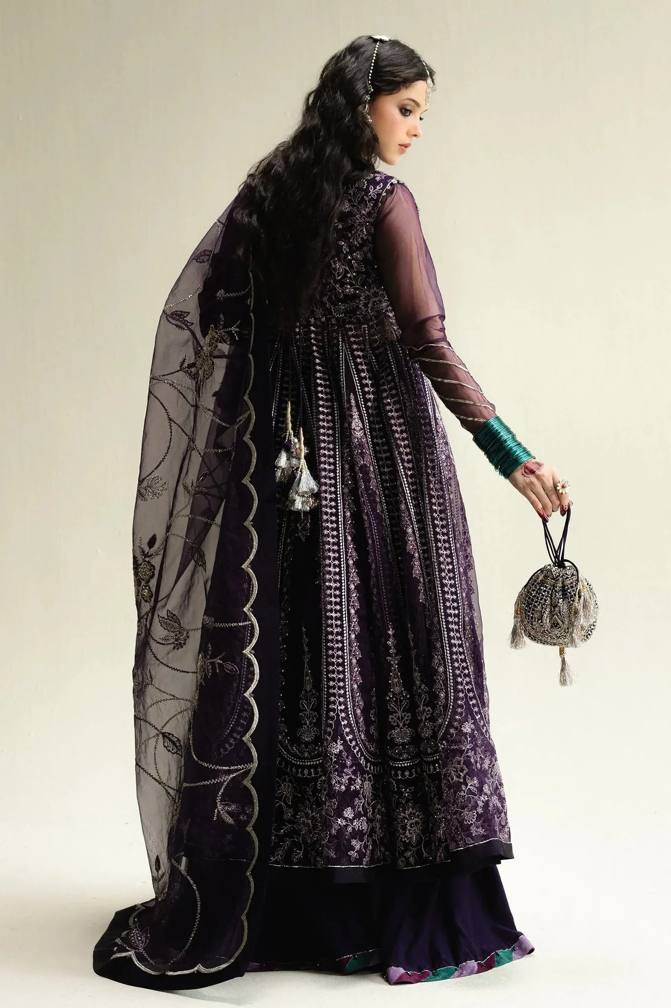 Zara Shahjahan Purple Raw Silk – view 4 – Poshaq