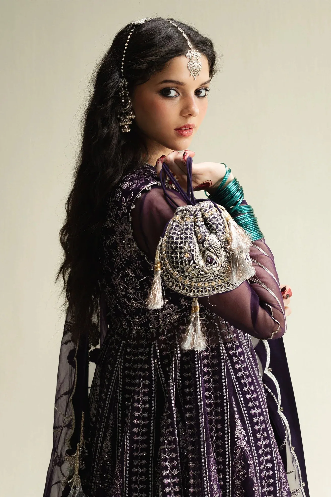 Zara Shahjahan Purple Raw Silk – view 5 – Poshaq