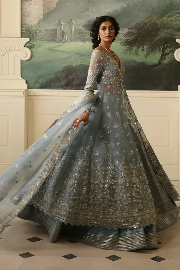 Nyra Wedding Festive 24 Ice Blue Raw Silk – view 5 – Poshaq