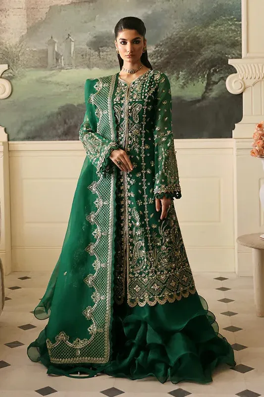 Nyra Wedding Festive 24 Bottle Green Organza – view 1 – Poshaq
