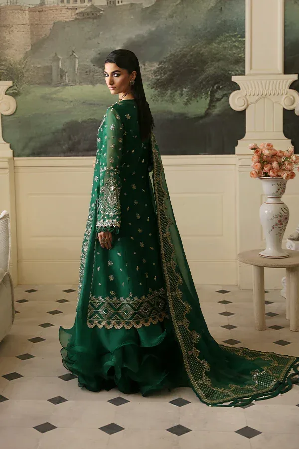Nyra Wedding Festive 24 Bottle Green Organza – view 2 – Poshaq