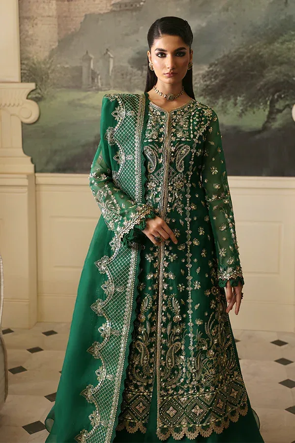 Nyra Wedding Festive 24 Bottle Green Organza – view 4 – Poshaq