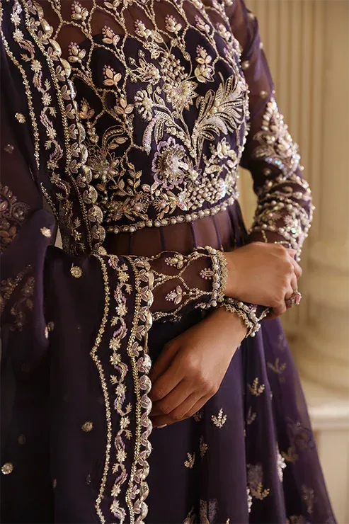 Nyra Wedding Festive 24 Purple Raw Silk – view 3 – Poshaq