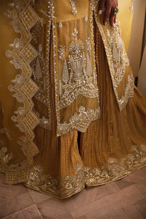 Nyra Wedding Festive 24 Mustard Raw Silk – view 3 – Poshaq