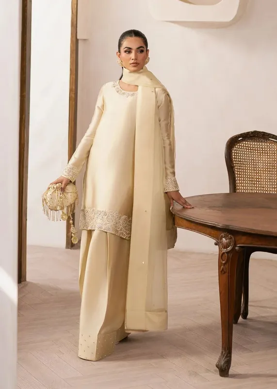 Dastoor Rania Luxury Pret 25 Yellow Organza – view 1 – Poshaq