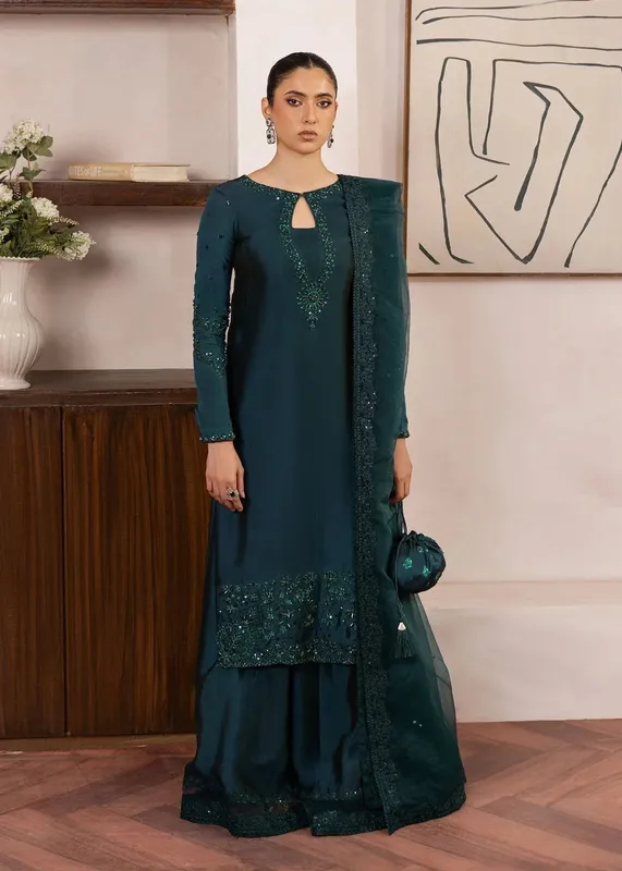 Dastoor Rania Luxury Pret 25 Green Organza – view 1 – Poshaq
