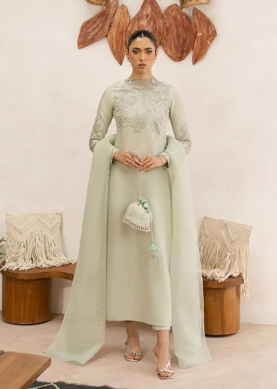 Dastoor Rania Luxury Pret 25 Green Organza – view 1 – Poshaq