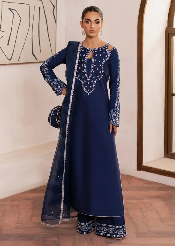Dastoor Rania Luxury Pret 25 Blue Organza – view 1 – Poshaq