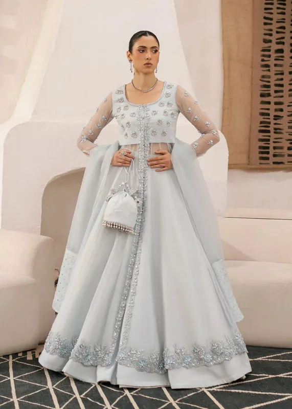 Dastoor Rania Luxury Pret 25 Blue Raw Silk – view 1 – Poshaq