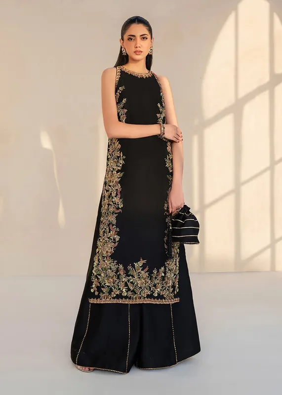 Dastoor Maahi Luxury Pret 25 Black Organza – view 1 – Poshaq