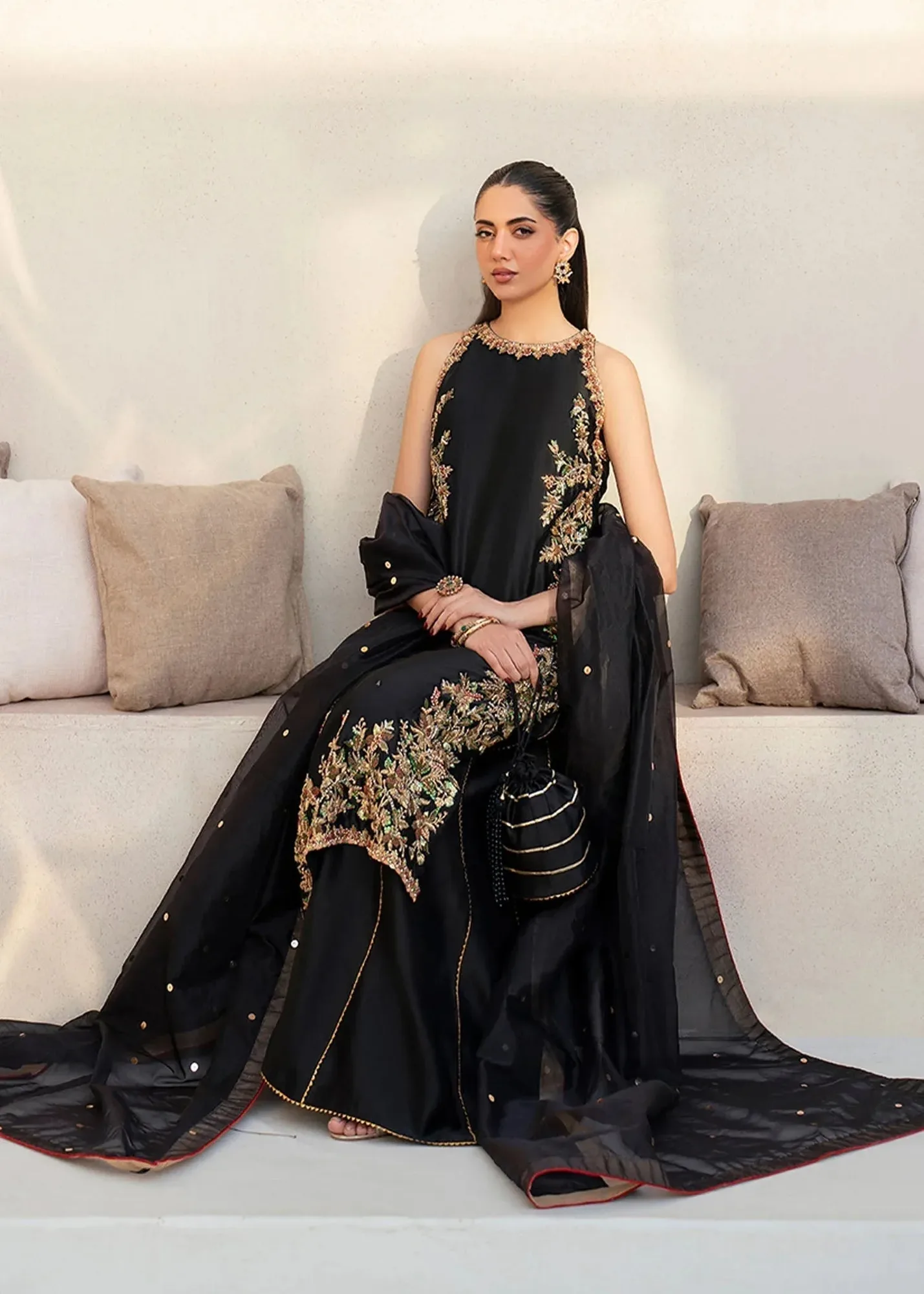 Dastoor Maahi Luxury Pret 25 Black Organza – view 2 – Poshaq