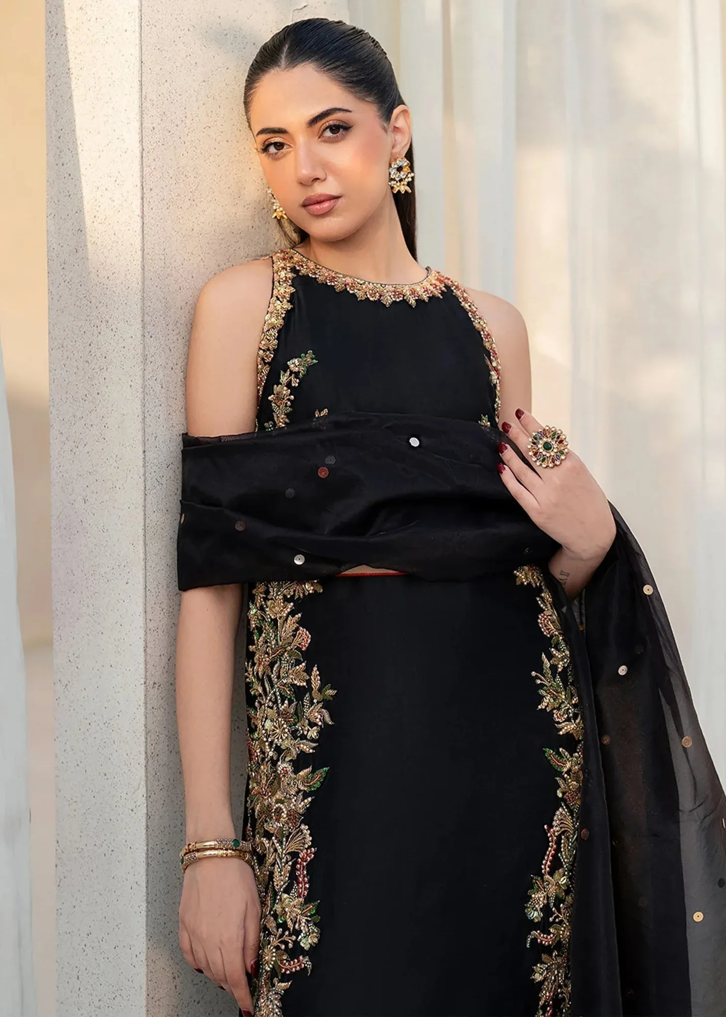 Dastoor Maahi Luxury Pret 25 Black Organza – view 7 – Poshaq