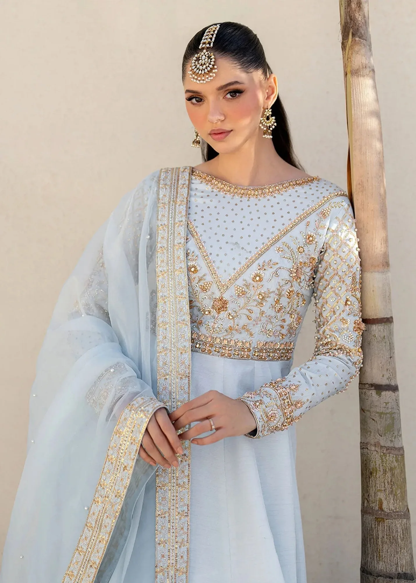 Dastoor Maahi Luxury Pret 25 Blue Organza – view 3 – Poshaq