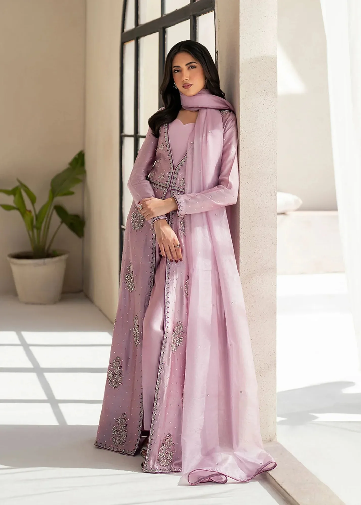 Dastoor Maahi Luxury Pret 25 Lilac Organza – view 2 – Poshaq