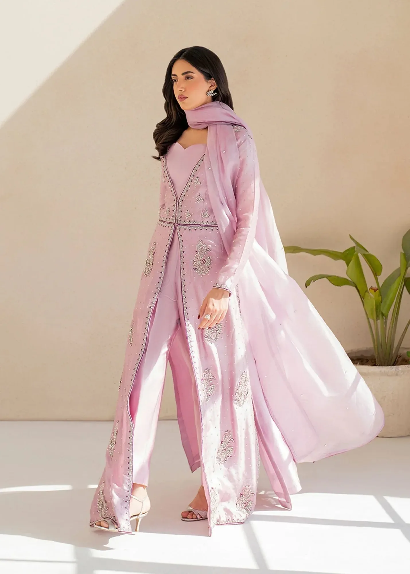 Dastoor Maahi Luxury Pret 25 Lilac Organza – view 4 – Poshaq