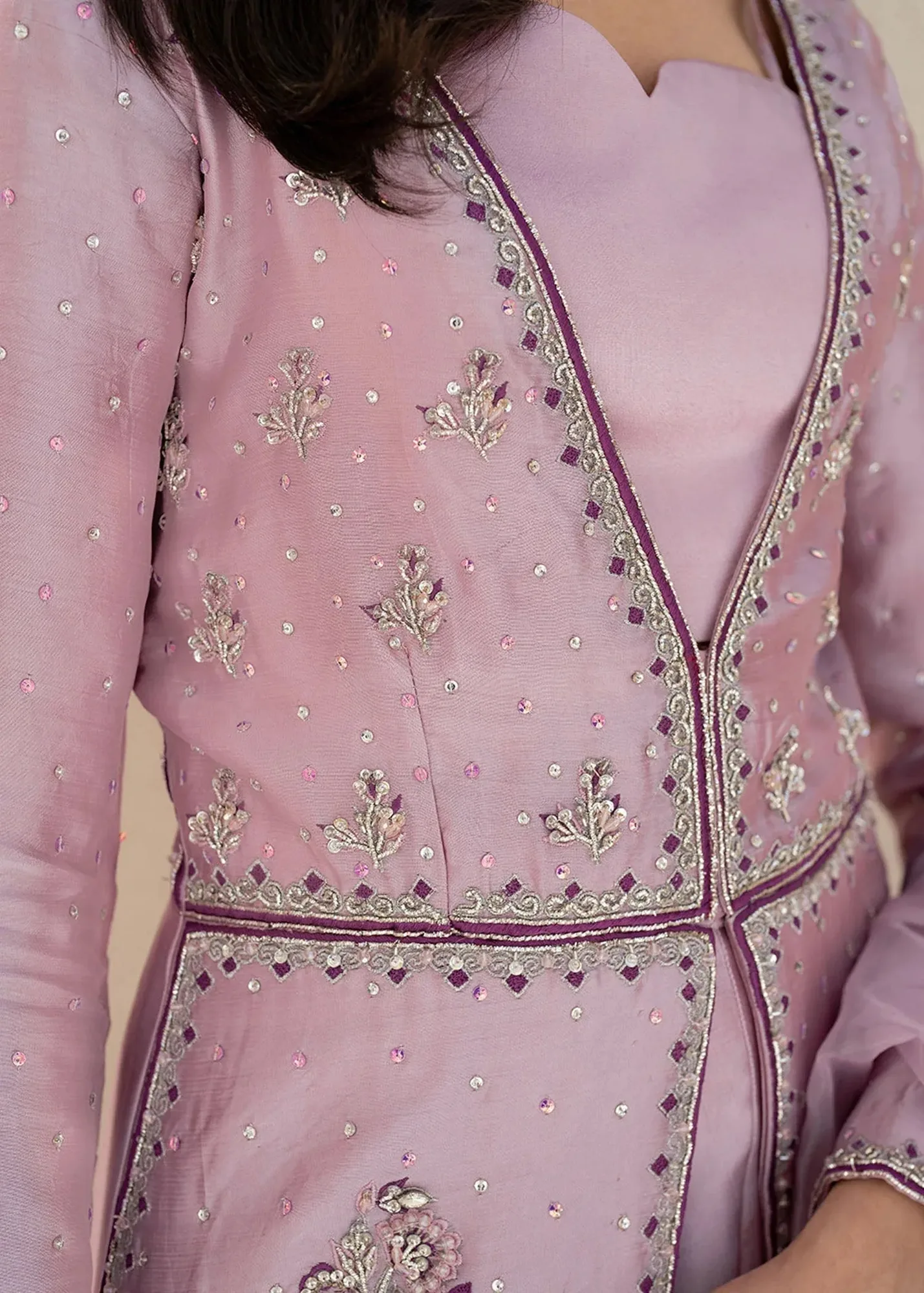 Dastoor Maahi Luxury Pret 25 Lilac Organza – view 5 – Poshaq