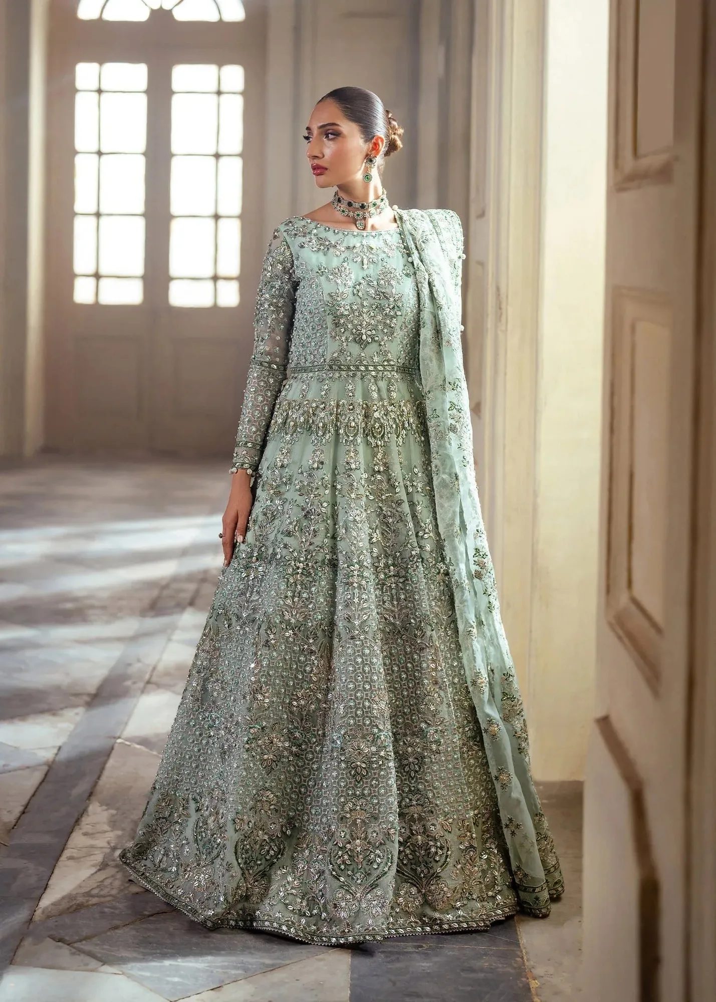 Dastoor Shehnai Bridals Collection 24 Silver Organza – view 11 – Poshaq