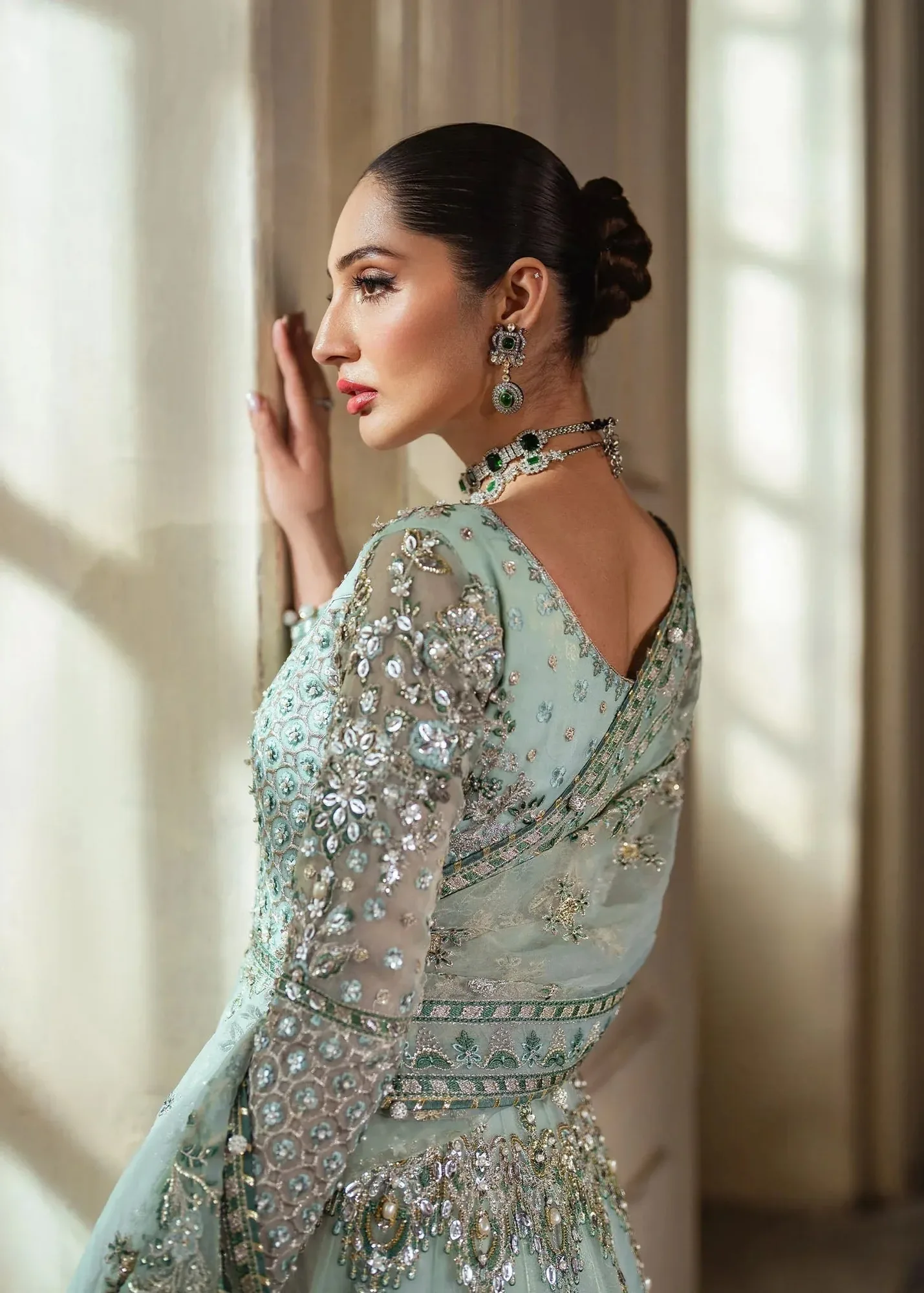 Dastoor Shehnai Bridals Collection 24 Silver Organza – view 6 – Poshaq