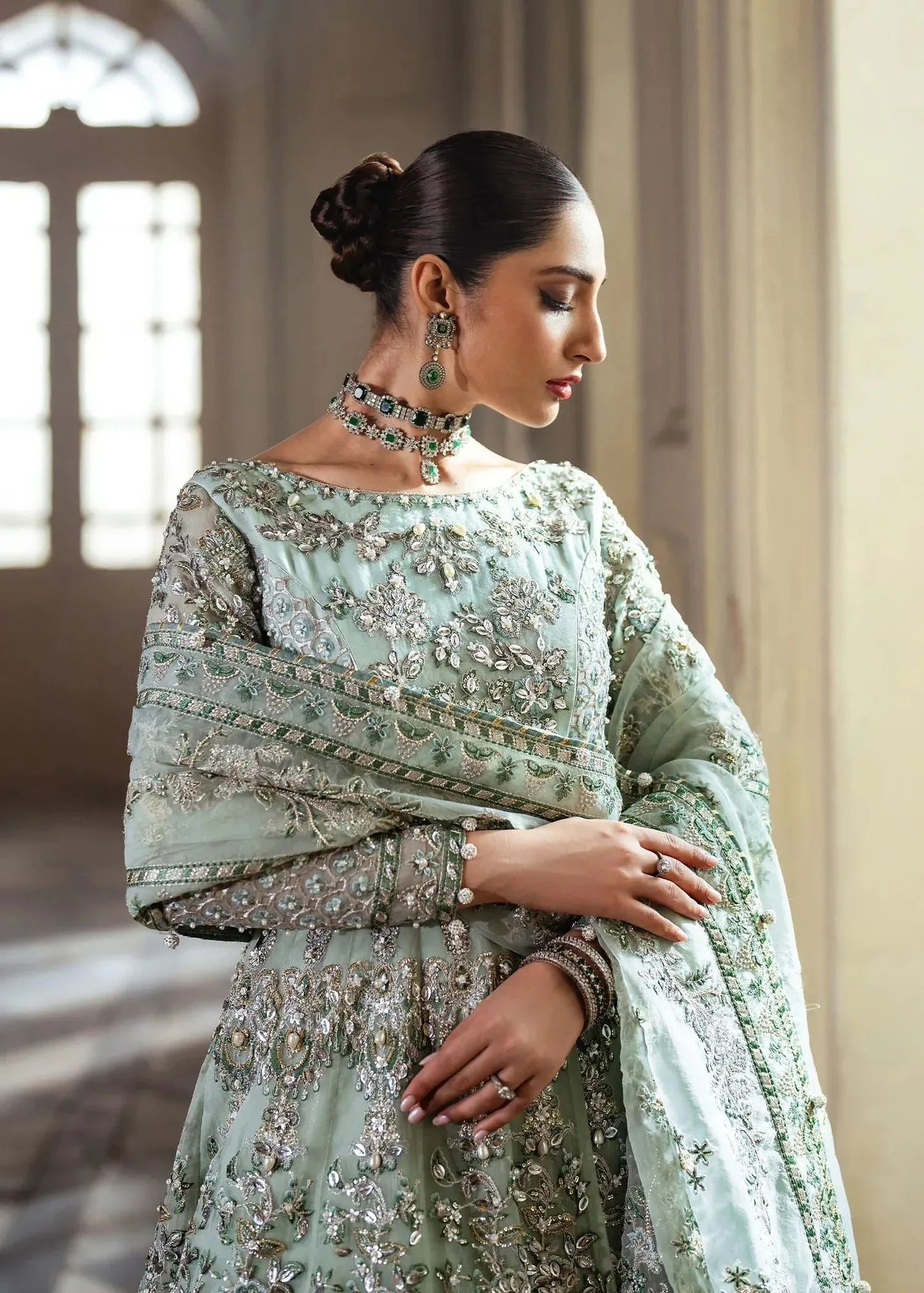 Dastoor Shehnai Bridals Collection 24 Silver Organza – view 7 – Poshaq