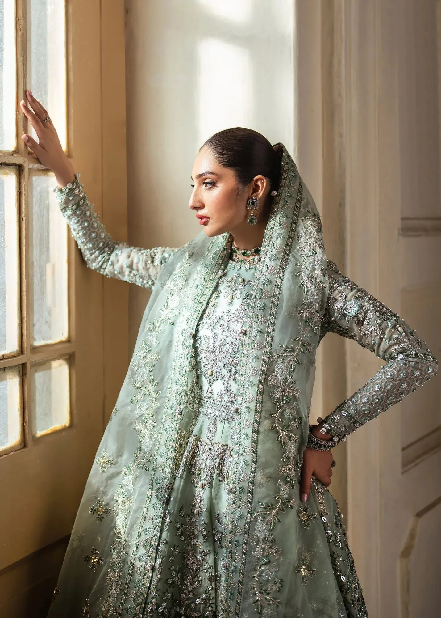 Dastoor Shehnai Bridals Collection 24 Silver Organza – view 8 – Poshaq
